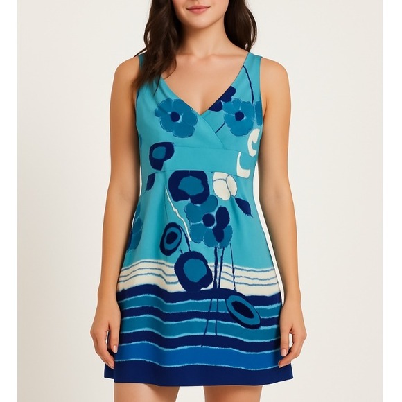Spense Floral Mini Dress size 8 Sleeveless V-Neck Boho Beachy Summer Vacation - Picture 1 of 12